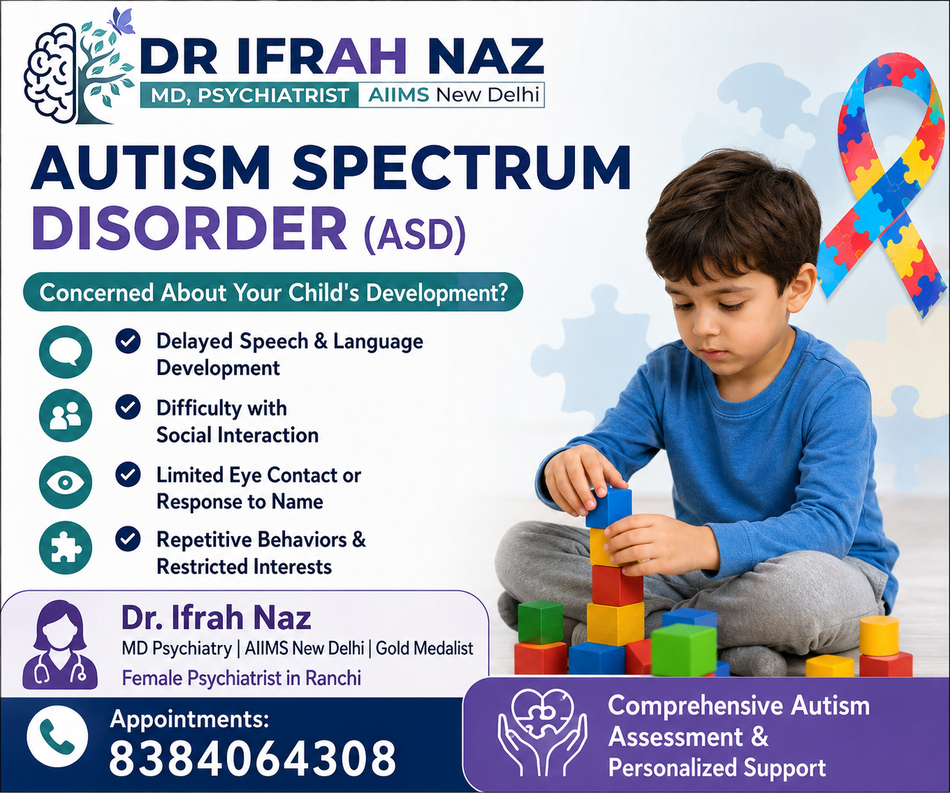 Best Psychiatrist in Ranchi: Autism Spectrum Disorder (ASD) – Early Signs, Assessment and Support